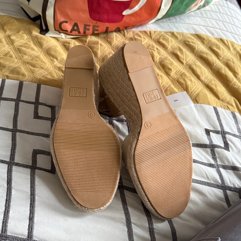 Time and Tru Cream Espadrille Wedge Sandals with Ankle Strap - Picture 3 of 3